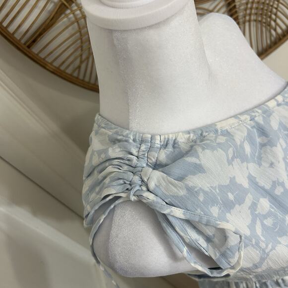 One Shoulder Midi Dress Cotton Garden Beachy Lt Blue Coastal Free Assembly Sz M - Picture 3 of 6